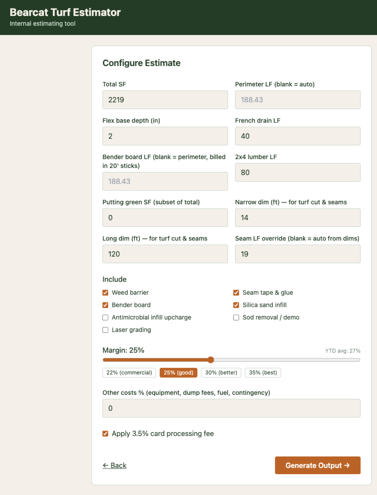 Bearcat Estimator — main screenshot